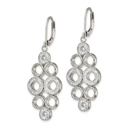 Chisel Stainless Steel Polished with Preciosa Crystal Circles Dangle Leverback Earrings