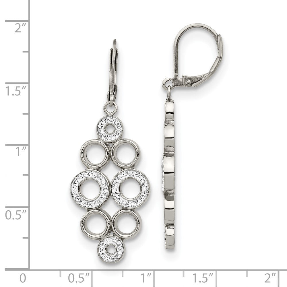 Chisel Stainless Steel Polished with Preciosa Crystal Circles Dangle Leverback Earrings
