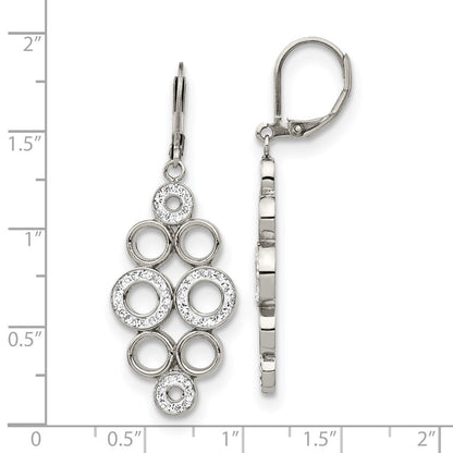 Chisel Stainless Steel Polished with Preciosa Crystal Circles Dangle Leverback Earrings