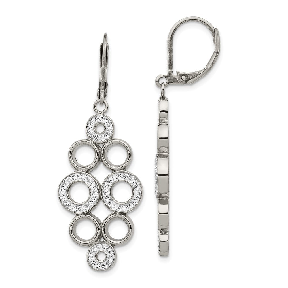 Chisel Stainless Steel Polished with Preciosa Crystal Circles Dangle Leverback Earrings