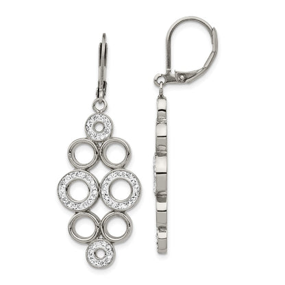 Chisel Stainless Steel Polished with Preciosa Crystal Circles Dangle Leverback Earrings