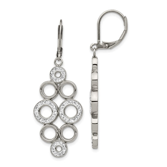 Chisel Stainless Steel Polished with Preciosa Crystal Circles Dangle Leverback Earrings