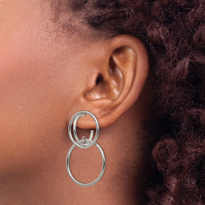 Chisel Stainless Steel Polished Interlocking Circles Post Dangle Earrings