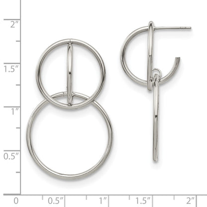 Chisel Stainless Steel Polished Interlocking Circles Post Dangle Earrings