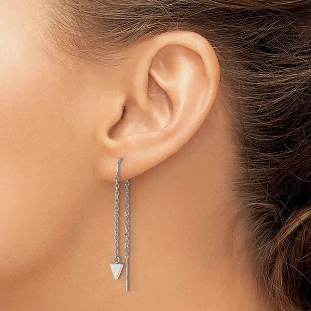 Chisel Stainless Steel Polished Triangle Dangle Threader Earrings