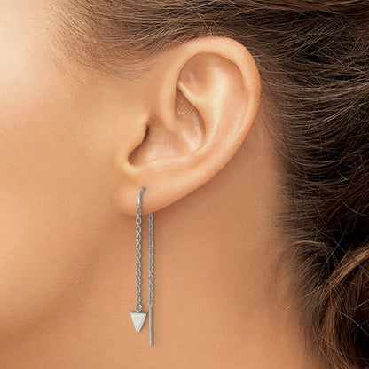 Chisel Stainless Steel Polished Triangle Dangle Threader Earrings