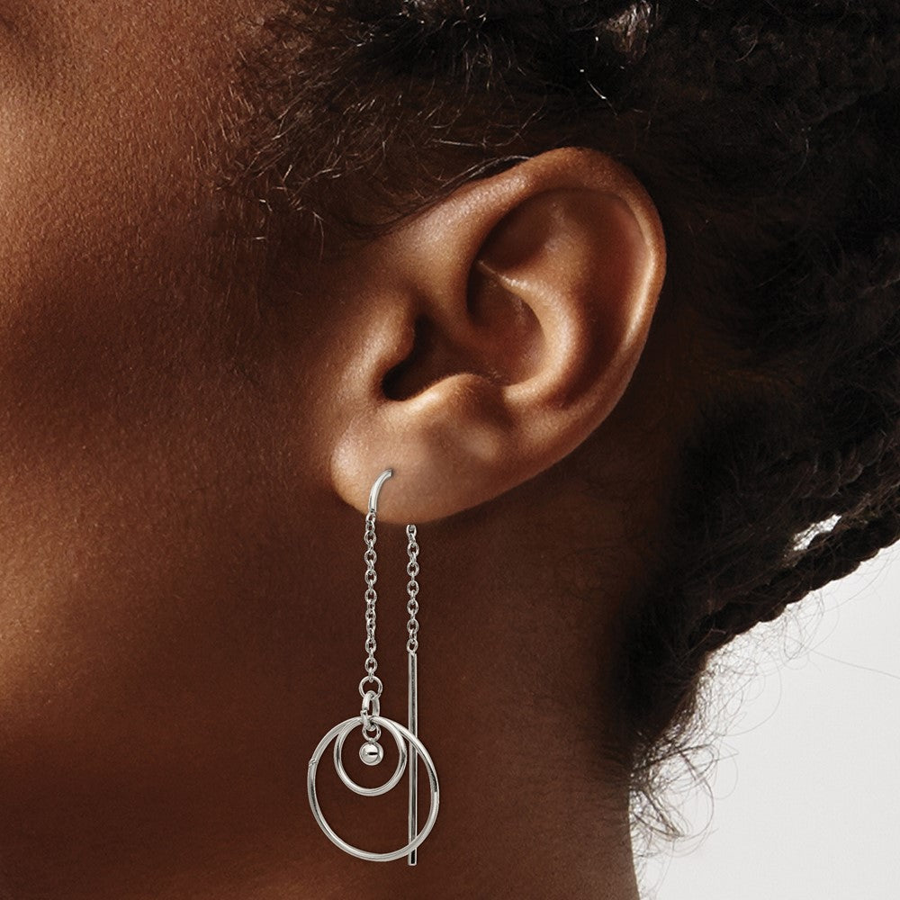 Chisel Stainless Steel Polished Circle Dangle Threader Earrings