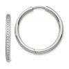 Chisel Stainless Steel Polished with CZ 2.5mm Hinged Hoop Earrings