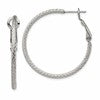 Chisel Stainless Steel Polished and Textured 2mm Omega Back Hoop Earrings