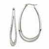 Chisel Stainless Steel Polished with Preciosa Crystal In and Out Twisted Hoop Earrings