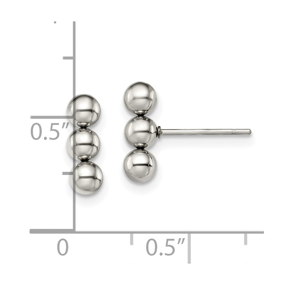 Chisel Stainless Steel Polished 3 Ball Post Earrings