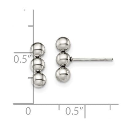 Chisel Stainless Steel Polished 3 Ball Post Earrings
