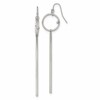 Chisel Stainless Steel Polished Circle with Crystal Accent Bar Dangle Shepherd Hook Shoulder Duster Earrings