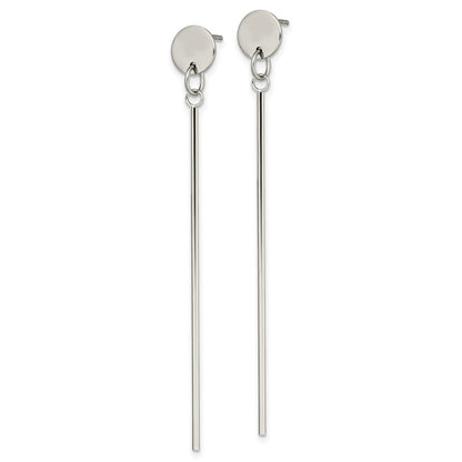 Chisel Stainless Steel Polished Disc with Bar Post Dangle Earrings