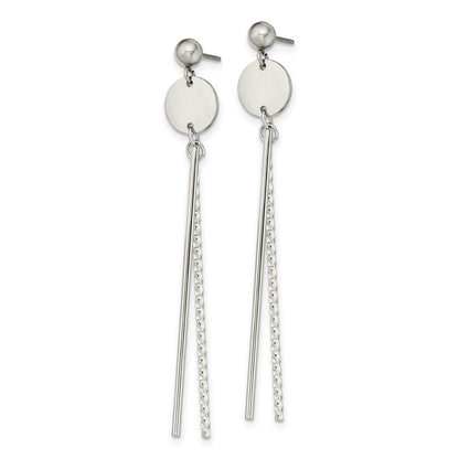 Chisel Stainless Steel Polished Disc and Bars Post Dangle Earrings