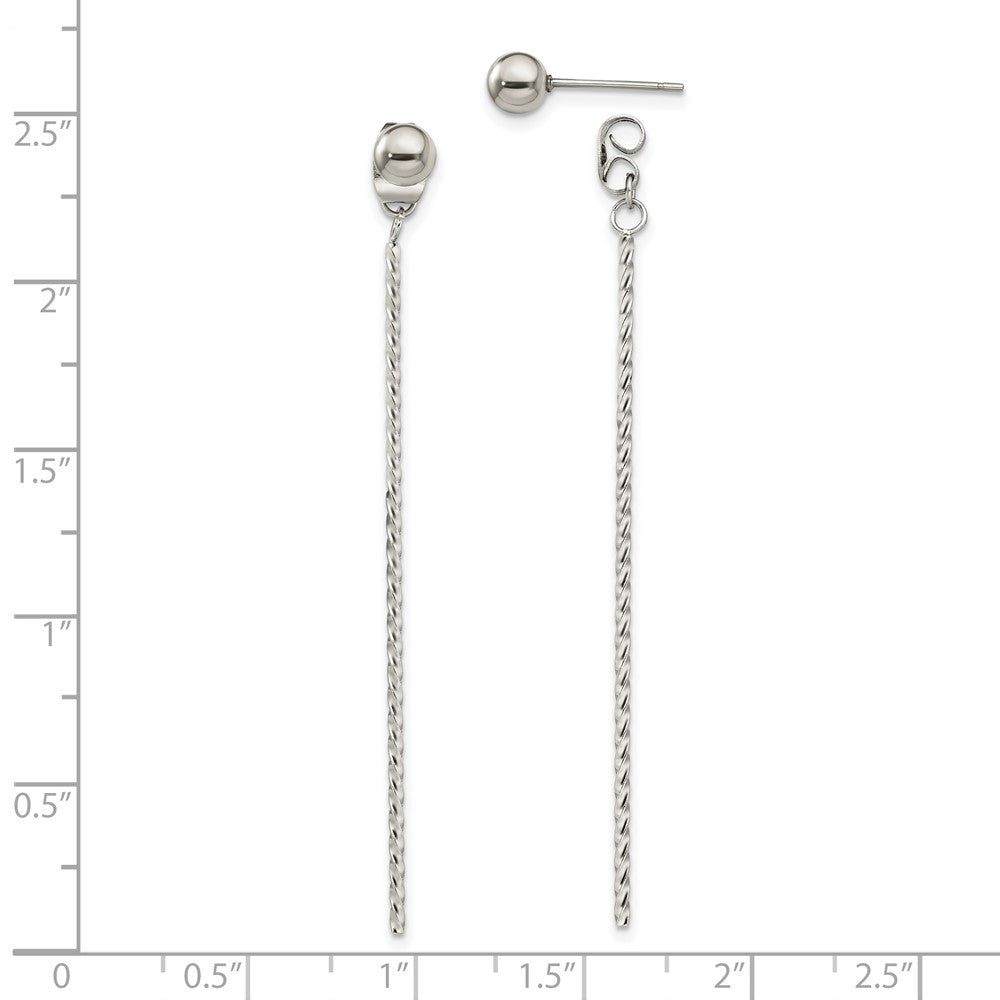Chisel Stainless Steel Polished Bar Front and Back Post Dangle Earrings