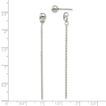 Chisel Stainless Steel Polished Bar Front and Back Post Dangle Earrings