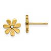 Chisel Stainless Steel Polished Yellow IP-plated with Crystal Flower Post Earrings