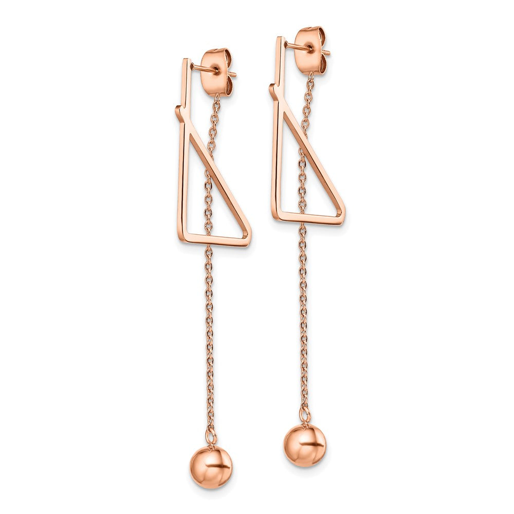 Chisel Stainless Steel Polished Rose IP-plated Front and Back Post Ball Dangle Earrings