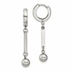 Chisel Stainless Steel Polished with Bar and Ball Dangle Hinged Hoop Earrings