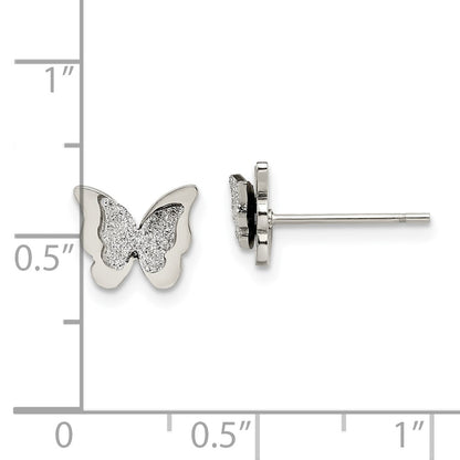 Chisel Stainless Steel Polished Glitter Butterfly Post Earrings