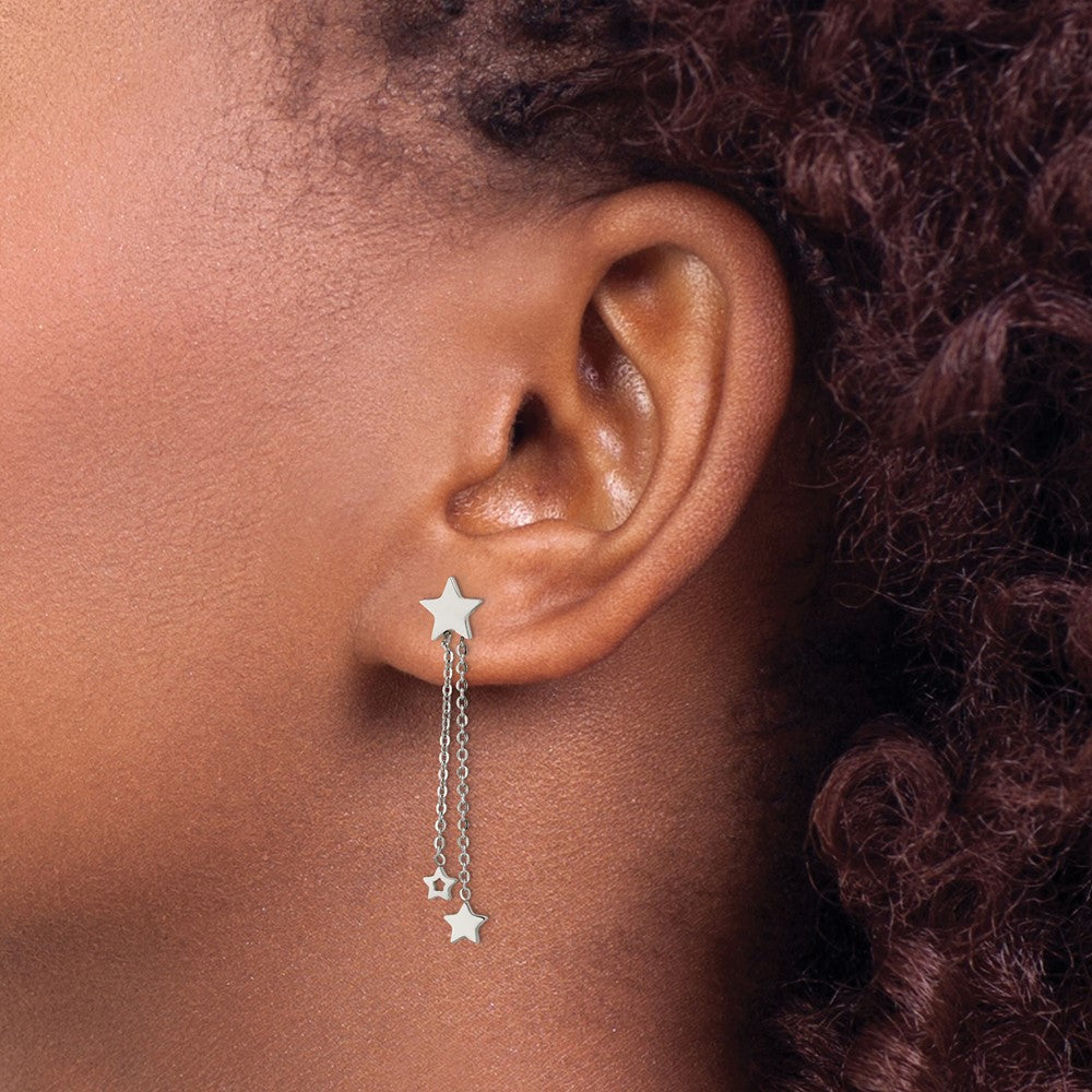 Chisel Stainless Steel Polished Stars Post Dangle Earrings