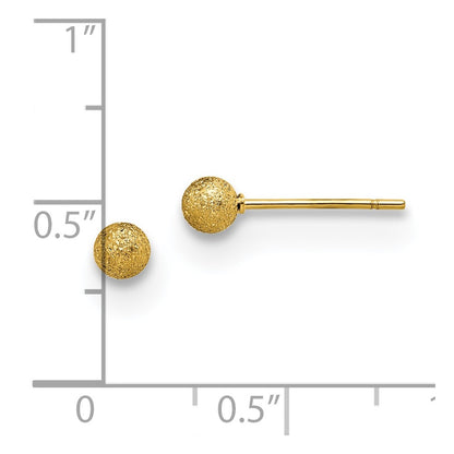 Chisel Stainless Steel Polished Laser cut Yellow IP-plated 4mm Ball Post Earrings