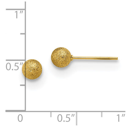 Chisel Stainless Steel Polished Laser cut Yellow IP-plated 5mm Ball Post Earrings