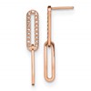 Chisel Stainless Steel Polished Rose IP-plated with Crystal Interlocked Post Dangle Earrings