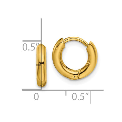 Chisel Stainless Steel Polished Yellow IP-plated 2.5mm Hinged Hoop Earrings