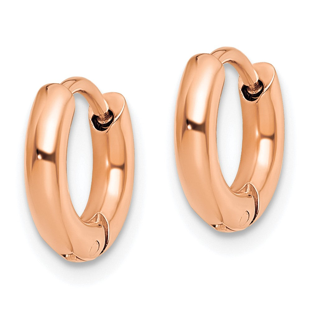 Chisel Stainless Steel Polished Rose IP-plated 2.5mm Hinged Hoop Earrings