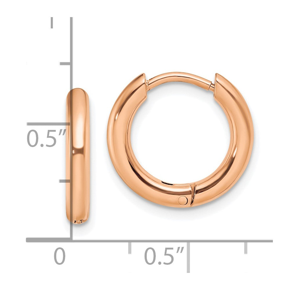 Chisel Stainless Steel Polished Rose IP-plated 2.5mm Hinged Hoop Earrings