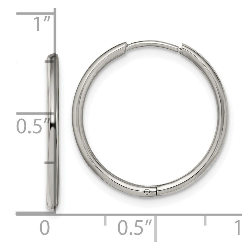 Chisel Stainless Steel Polished 1.6mm Hinged Hoop Earrings