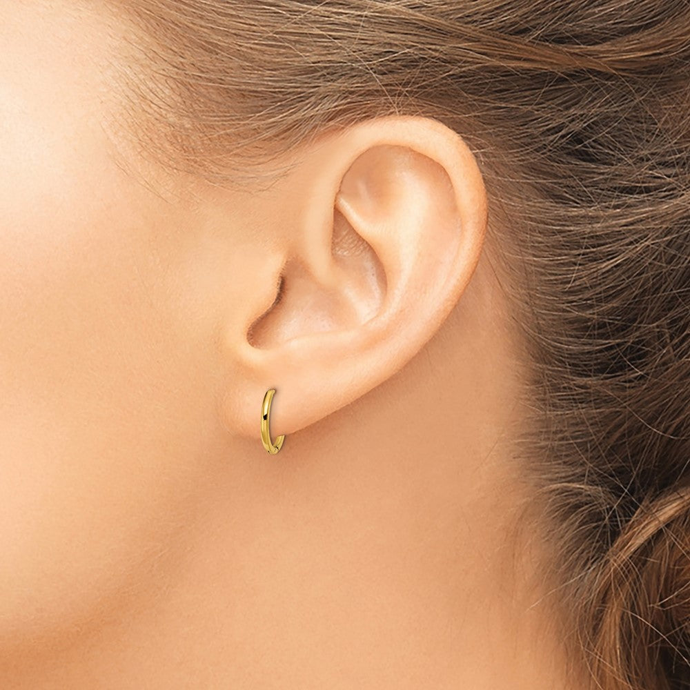 Chisel Stainless Steel Polished Yellow IP-plated 1.6mm Hinged Hoop Earrings