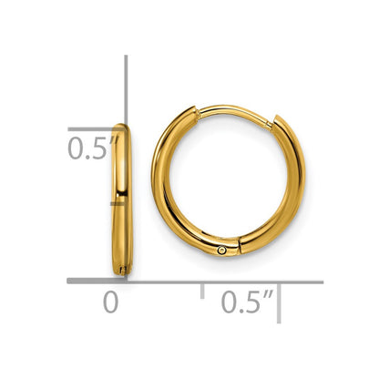 Chisel Stainless Steel Polished Yellow IP-plated 1.6mm Hinged Hoop Earrings