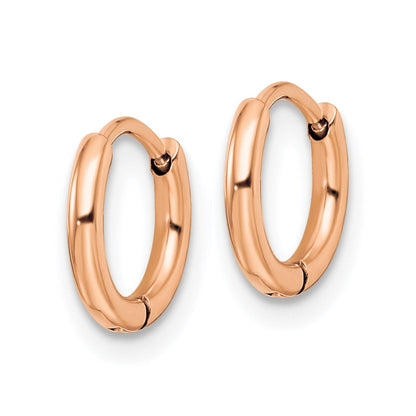 Chisel Stainless Steel Polished Rose IP-plated 1.6mm Hinged Hoop Earrings