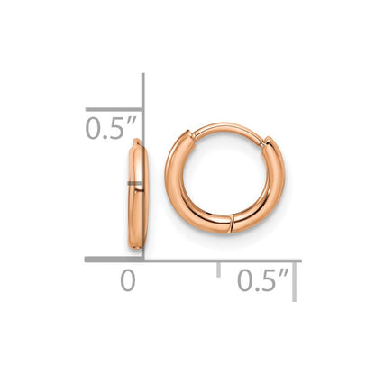 Chisel Stainless Steel Polished Rose IP-plated 1.6mm Hinged Hoop Earrings