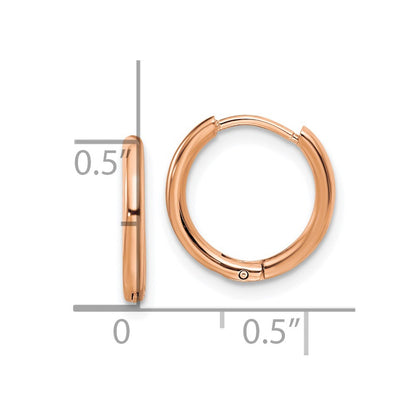 Chisel Stainless Steel Polished Rose IP-plated 1.6mm Hinged Hoop Earrings