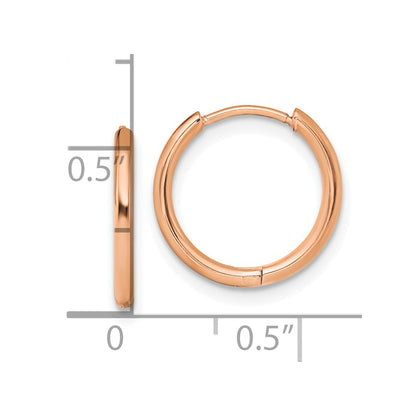 Chisel Stainless Steel Polished Rose IP-plated 1.6mm Hinged Hoop Earrings