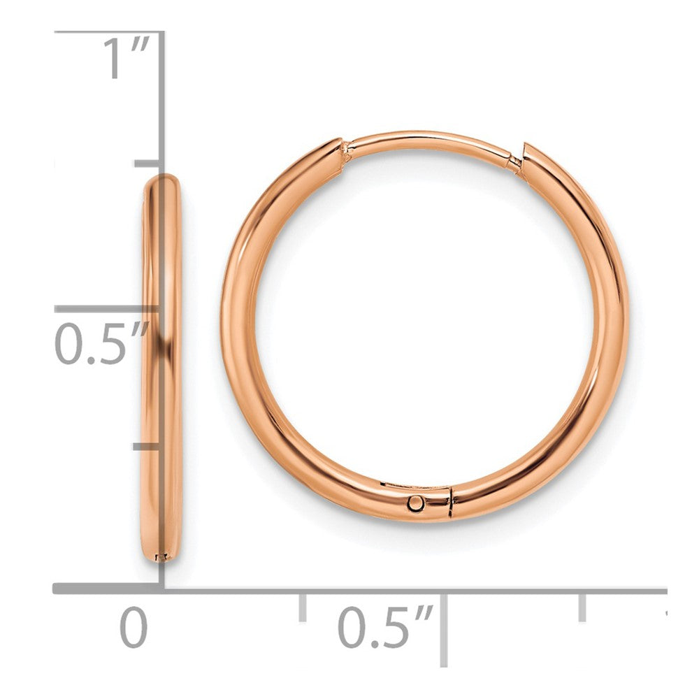 Chisel Stainless Steel Polished Rose IP-plated 1.6mm Hinged Hoop Earrings