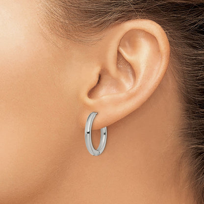Chisel Stainless Steel Polished 3mm Hinged Hoop Earrings