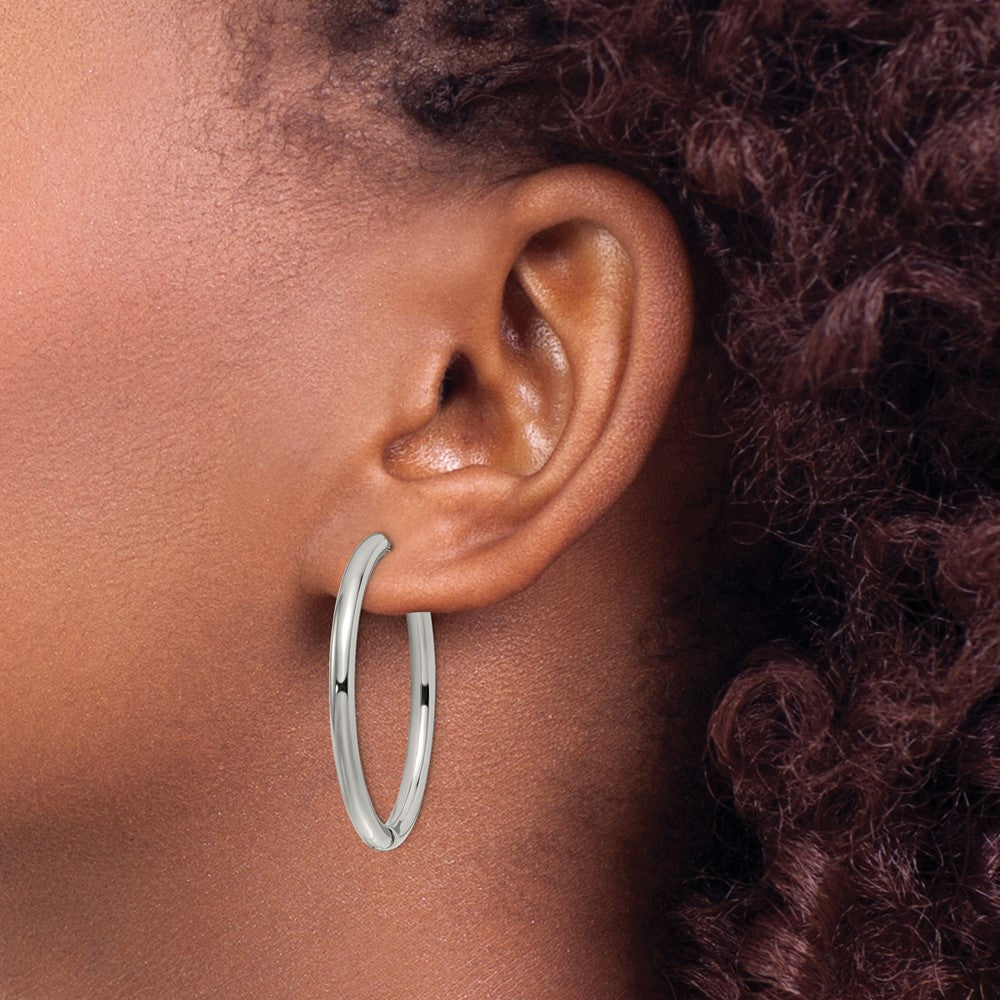 Chisel Stainless Steel Polished 3mm Hinged Hoop Earrings