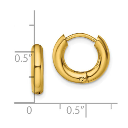 Chisel Stainless Steel Polished Yellow IP-plated 3mm Hinged Hoop Earrings