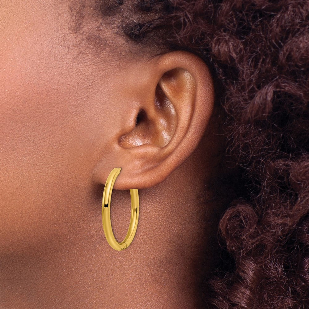 Chisel Stainless Steel Polished Yellow IP-plated 3mm Hinged Hoop Earrings