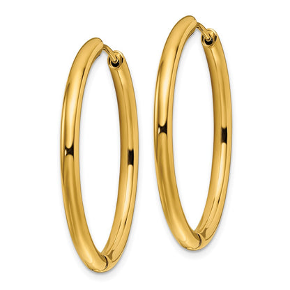 Chisel Stainless Steel Polished Yellow IP-plated 3mm Hinged Hoop Earrings