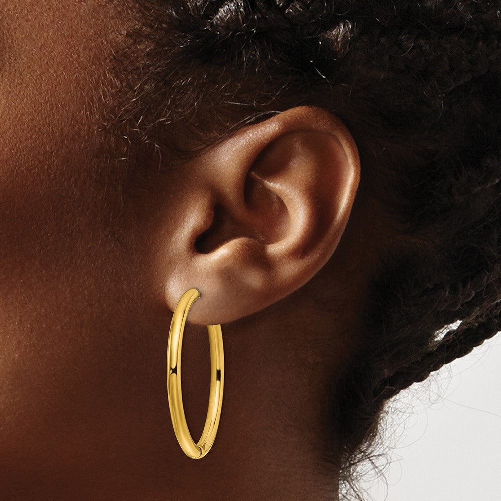 Chisel Stainless Steel Polished Yellow IP-plated 3mm Hinged Hoop Earrings