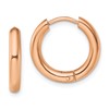 Chisel Stainless Steel Polished Rose IP-plated 3mm Hinged Hoop Earrings