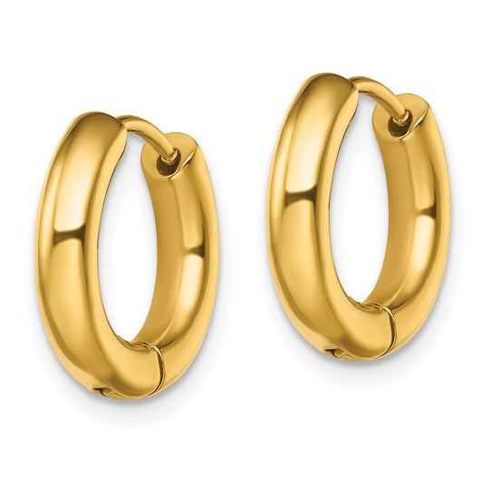 Chisel Stainless Steel Polished Yellow IP-plated 3.5mm Hinged Hoop Earrings