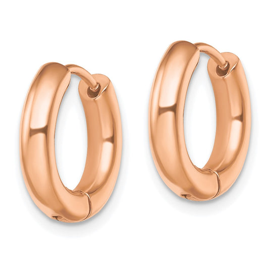 Chisel Stainless Steel Polished Rose IP-plated 3.5mm Hinged Hoop Earrings