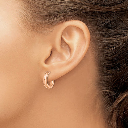 Chisel Stainless Steel Polished Rose IP-plated 3.5mm Hinged Hoop Earrings